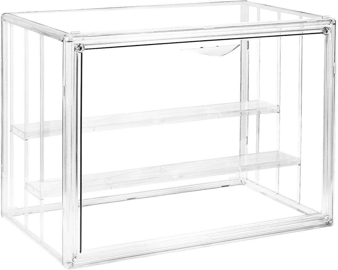 Clear Acrylic Display Case, 3 Tier Acrylic Blind Box for Figures, Dustproof Storage Organizer with Magnetic Door for Action Figures, Stackable Collectibiles Showcase for Doll Toy Car Model