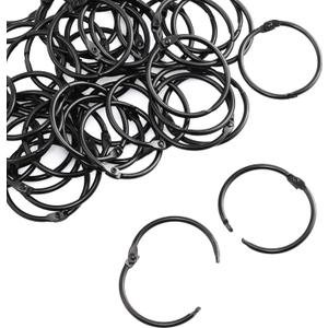 50PCS 1.5" Book Ring Metal Loose Leaf Binder Hinged Buckle Binding Rings Scrapbook Sketchbook Craft Photo Album DIY Black 38mm