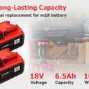 Lenoya 6.5Ah 18V Replacement for Milwaukee M-18 Battery 2Pack