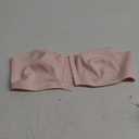 OYOANGLE Women's Plus Size Front Closure Push Up Strapless Bandeau Bra Wireless Tube Bralettes with Clear Strap (3X-Large Plus, Light Pink)