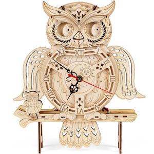 SYNARRY Wooden 3D Puzzles for Adults Model kit Owl Clock - Mechanical Model Building Kit DIY Hobbies for Kids Teens Men Women 126PCS Puzzle Craft Gift Home Decor for Easter Basket Stuffers