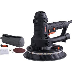 VEVOR Drywall Sander, 800W Electric Sander with 12 Sanding Discs, Variable Speed 1200-2300 RPM Wall Sander with Automatic Vacuum Dust Collection System, Double LED Lights, Dust Bag, Detachable Edge