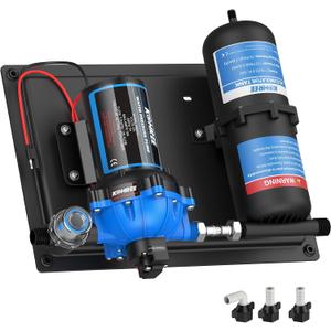 Kohree RV Water Pump 12V DC 7.5GPM 70PSI and 1L 125PSI Pre-Pressurized Accumulator Tank, Quiet RV Water Pump and Accumulator Tank System for RV Camping, Boat, Kitchen, Bathroom