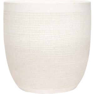 Creative Co-Op Large Matte White Embossed Stoneware Planter