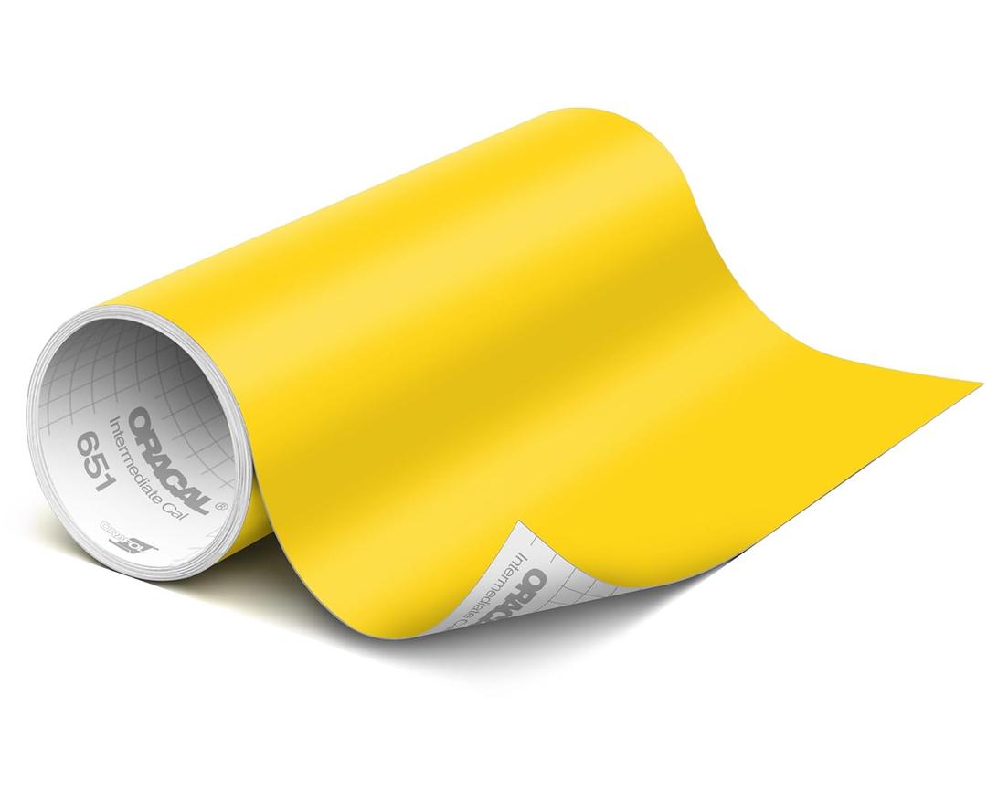 ORACAL 651 Matte Yellow Vinyl Durable Roll Easy to Weed Permanent Adhesive Craft Vinyl for Plotting Machines, Decals & DIY Projects 12" x 10ft