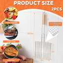 2 Pcs Grilling Basket Stainless with 21" Long Heat-resistant Steel Grill Basket Wooden Handles for Outdoor Wood Stove Flip Grills Cooking Portable Camping Rack for Meat Gifts for Men Dad