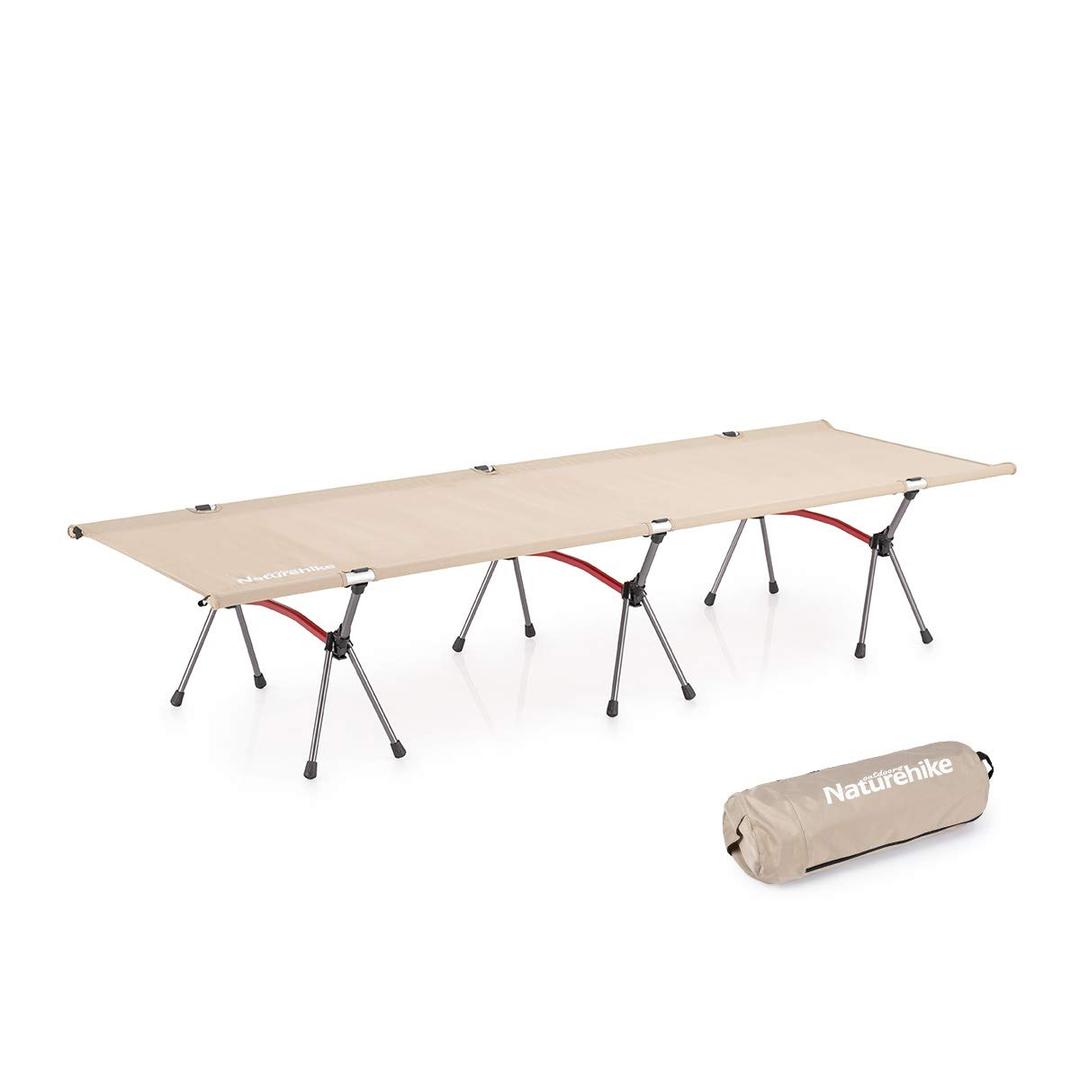 Naturehike Folding Camping Cot Deluxe Collapsible Single Person Bed for Indoor & Outdoor Use Ultra Lightweight, Comfortable, Heavy Duty Design Holds Adults & Kids Up to 330 Lbs (Khaki)