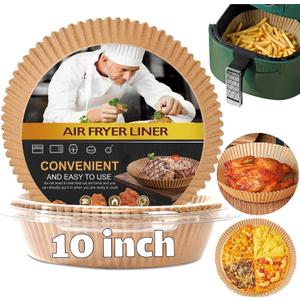 Large Air Fryer Disposable Paper Liner Round, 10 Inch Parchment Liners Non-Stick Fryer Paper Pads Baking Paper Food Grade for 7qt Power XL Air Fryer, Baking Roasting Microwave