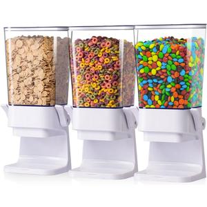 Cereal Dispenser Countertop, Cereal Containers Storage, 5L Organization and Storage Containers for Kitchen, Snack Dispenser for Rice, Grains, Nuts, Dry Food, Oatmeal, Pet food, White, 3Pc