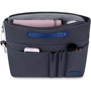 HyFanStr Purse Organizer Insert for Handbags,Tote Bag Organizer Insert Zipper Bag for Women, Handbag Organizer Inside Liner with 15 Pockets (XS, Gray)