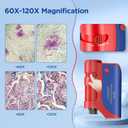 60x-120x Mini Pocket Microscope for Kids Adults, Portable Handheld Microscope with Microscope Slides, Miniscope Portable Microscope for Kids Little Scientist Students School Minilabsters Education