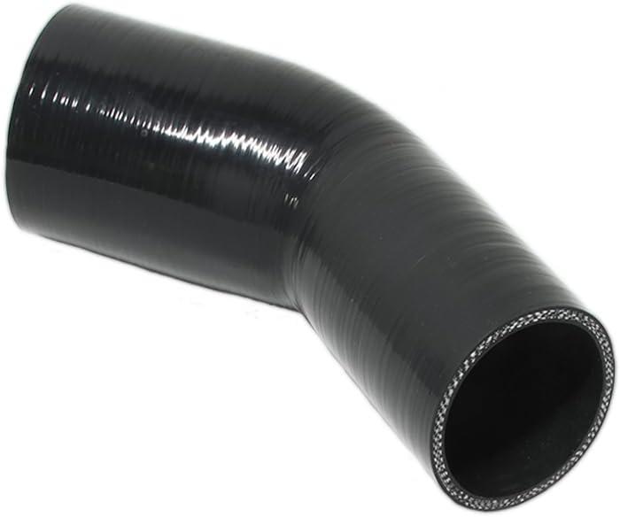 Automotive Silicone Tubing, ID 2.5" to 3" (64mm-76mm) 45 Degree Elbow Reducer, 4.7" (120 mm) leg length,Universal 4-Ply High Performance Coupler Silicone Hose (Black)