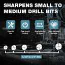 Drill Bit Sharpener for 3/32" to 3/4" Bits, Sharpens HSS and Carbide,115-140 Angle Adjustment,Sharpening Tool for Home,Work & DIY