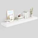 48" White Floating Shelves for Wall,10.3" Deep Rustic Wood Display & Storage Wall Shelves with Heavy Duty Brackets for Bathroom,Bedroom,Kitchen,Living Room,Office