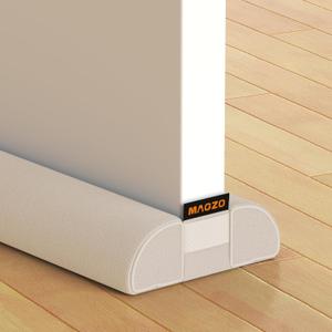 MAGZO Door Draft Stopper, 30 Inch Adjustable Under Door Gap Filler, Fits 26'' - 30'' Bottom Widths, Seals Gaps up to 1.7", Soundproof Sweep Blocks Air, Noise, Light, Beige