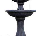 XBrand 44" Solar Powered 2-Tier Outdoor Water Fountain, Fiberglass Resin Fountain with Solar Panel and Auto Shut-Off Pump, Black