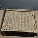 Large Seagrass File Storage Box Organizers, 14.4 x 11.8 x 11.4 Inch Paper Rope Storage Box, Seagrass Wicker File Box Organizer Hanging Filing Basket with Lid Decorative File Baskets