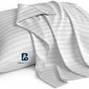 Youth Pillowcase Pack of 2 Toddler Travel Pillow Cases 100% Soft Egyptian Cotton, 600 Thread Count with Zipper Closure for Small Travel Pillowcase 16x22 inch, Silver Grey Striped