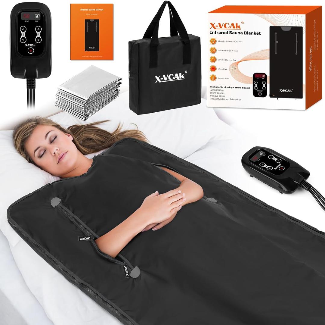 Sauna Blanket, Sauna, Portable Sauna for Home, 86-158, 20-60 Minutes Timer, 6 ft x 2.62 ft (Large, Black)