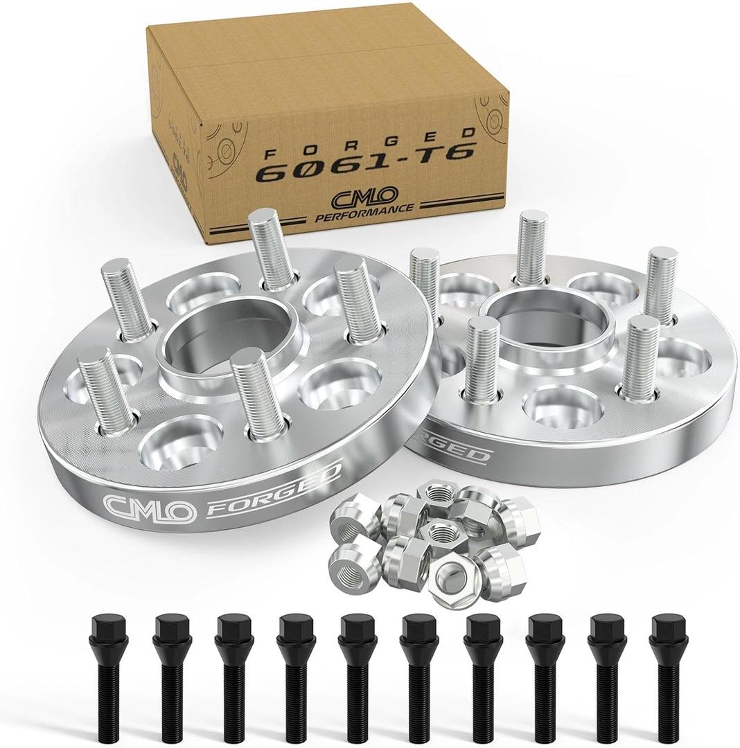 CMO 25mm 5x112 to 5x114.3 Wheel Adapters 66.6-60.1 Bore M12x1.5 Studs 2PCS | Hubcentric, 6061-T6 Forged, 10.9 Grade Studs, Anodized Finish, For Audi Mercedes to Fit 5x114.3/5x4.5 Wheels