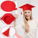 JaGely 36 Pcs Adult Graduation Cap with Tassel Felt Grad Hat for Men Women Bachelor Master College Costume Accessory(Red)
