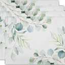 Sage Green Placemats Set of 4 Washable Non-Slip Heat Resistant 1218 Inch Spring Watercolor Eucalyptus Leaves Thick Place Mats Decorative Linen Fabric Table Mat for Dining Table Kitchen Home Decor