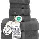 Chakir Turkish Linens |Hotel & Spa Quality 100% Cotton Premium Turkish Towels | Soft & Absorbent (Dark Gray, 6-Piece Towel Sets)