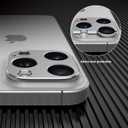 iPhone 15 Pro Max Lens Protector [2 Pack] Premium Metal Alloy No Glass Camera Cover for iPhone 15 Pro/15 Pro Max, Scratch Resistant Impact Protection Case Friendly Easy Install, Silver