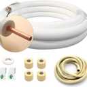 VEVEVA 50FT Copper Tubing Mini Split Line Set 1/2" OD Single Tube with Nuts,1/2" White Insulation Kit Pipe Round Metal for Air Condition,HVAC Heating System, Refrigeration,Industry, DIY