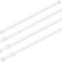 4 Pack Tension Curtain Rod 15.7-28 Inch, Small Short Adjustable Extendable Spring Loaded Rods for Windows Cabinet Blinds Closet Bedroom Kitchen Bathroom Door No Drilling, White