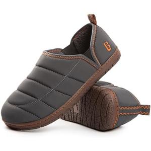 LongBay Men's Outdoor Slippers Two Tone Warm Memory Foam Slip On Indoor House Shoes bedroom Loafers,Size 11