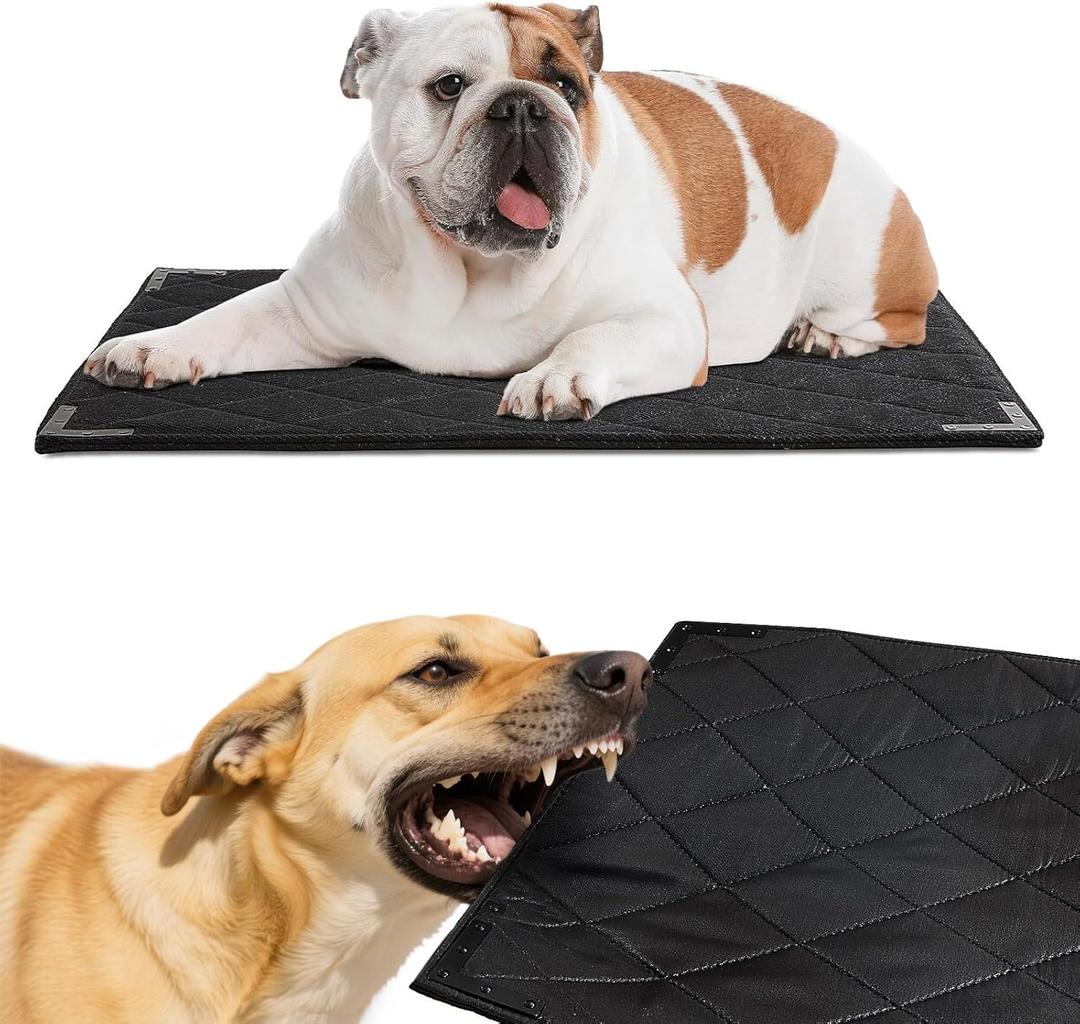 BALAPET Durable Chew Proof Dog Bed with Metal Rivet Corner for Medium Dogs, Stable Kennel Pad Mat for Teething Puppy, Durable Indoor Outdoor Crate Pad for Medium Dog Crates, 35"x22" (Black)