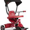 Radio Flyer Pedal & Push 4-in-1 Stroll ' N Trike®, Red Tricycle, for Toddlers Ages 1-5, Toddler Bike