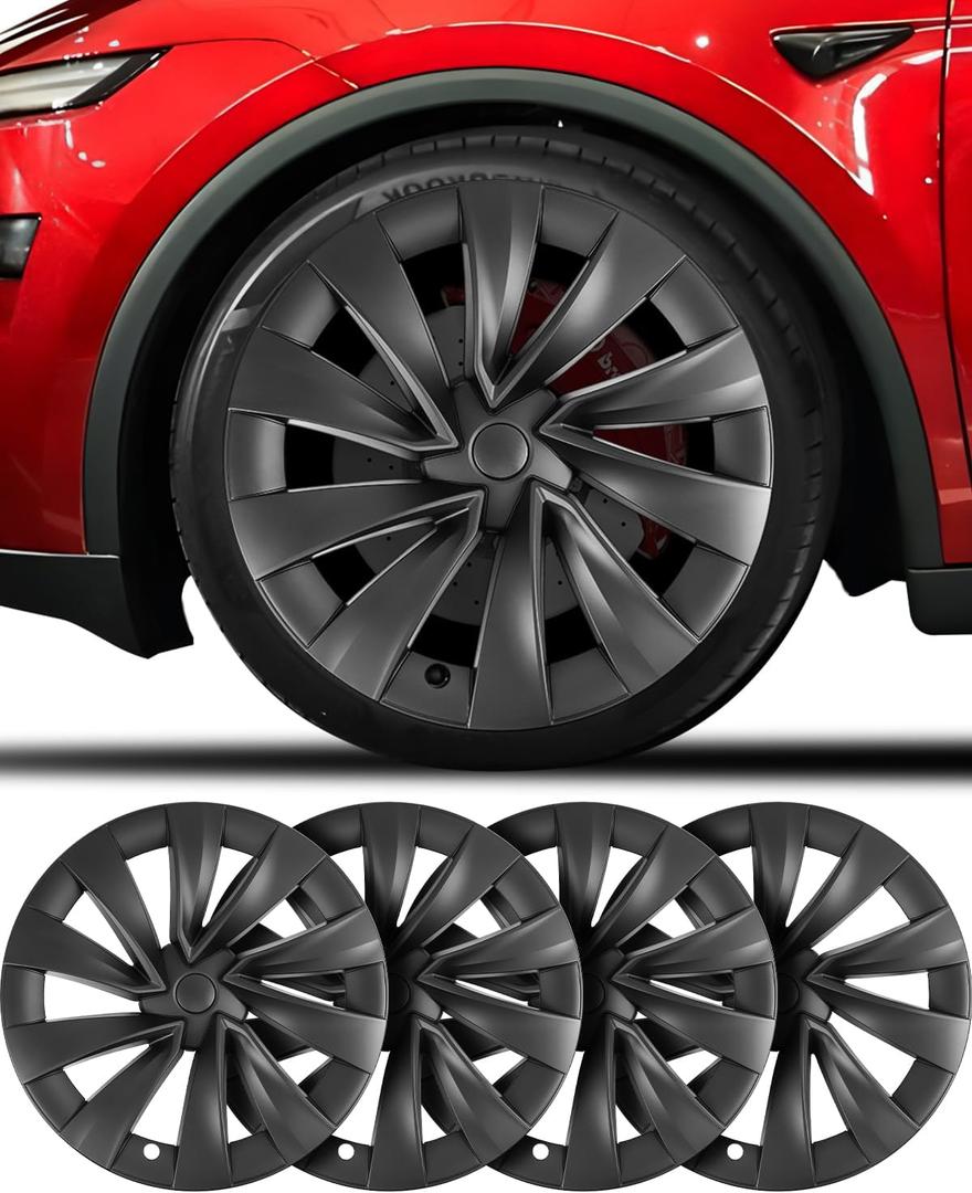 Model y Wheel Covers 20 inch, 20" Wheel Center Hub Cap Kit Compatible with Tesla Model Y Matte Black (20 inch Model y Juniper Black)