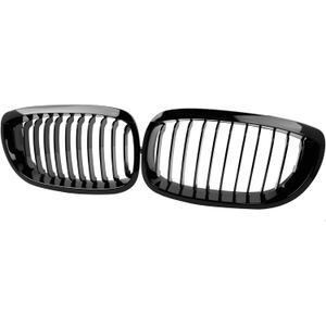 E46 Grill, Black Kidney Grille Compatible with 2003-2006 E46 325Ci 330Ci 2-Door LCI Single Slat Gloss Black Grill (Not For M3)