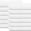 GOLD TEXTILES 12 Pcs New White (20x40 Inches) Cotton Blend Terry Bath Towels Salon/Gym Towels Light Weight Fast Drying