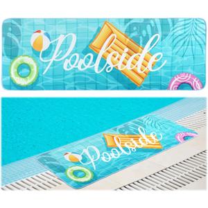 Jenaai 24" X 67" Poolside Mat Outdoor Rug, Non Slip Waterproof Rubber Mat for Deck, Edge of Pool, Patio, Beach, Summer Outside Swimming Decorative (Sunny)