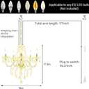 PAPAYA Plug-in 5 Light Gold Crystal Hanging Pendant Lights Acrylic Chandelier with Cord & On/Off Switch H19 D19.7 for Kitchen Island Girls' Room Dining Area Laundry Pavilion