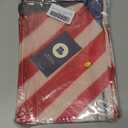 Batmerry Happy Labor Day Outdoor Throw Pillow Covers,White Stars Red Patriotic USA Flag Indoor Pillows Digital Printing Water Resistant Linen for Couch Sofa Bed Invisible Zipper 12X20 in