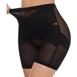 SIMIYA High Waist Stay-Put Body Shaper Compression Stomach Shapewear Thong Black