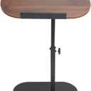 Side Table TV Tray for Couch,90 Tiltable Laptop Table Height Adjustable 360 Swivel C Shaped End Table for Small Spaces,Bedside Bathroom Living Room (Walnut)
