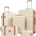 Coolife Suitcase Set 3 Piece Luggage Set Carry On Hardside Luggage with TSA Lock Spinner Wheels (White, 5 Piece Set)