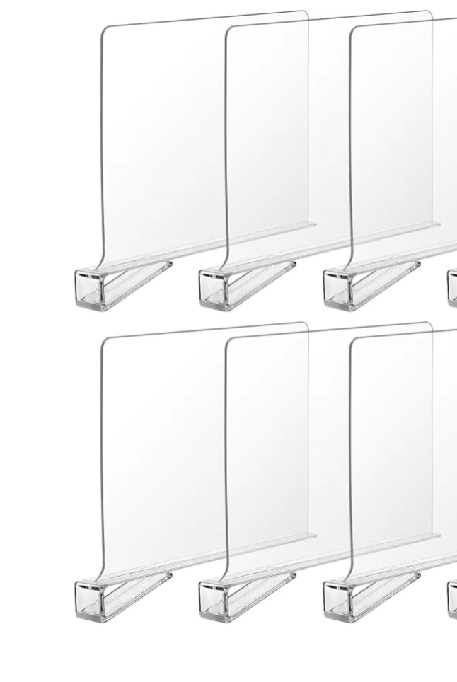Hblite 6 Pcs Shelf Dividers for Closet Organization Acrylic Clear Shelf Divider Purse Organizer Handbag Separator Bookshelf Divider for Closet Bedroom Kitchen Office Cabinet Bathroom
