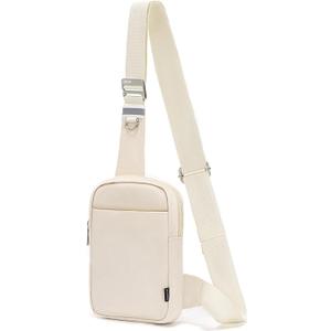 Small Sling Bag for Men and Women with RFID Pocket, Anti Theft Crossbody Chest Bag Casual Travel Bag for Hiking (Beige)