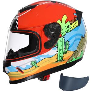 TRIANGLE Kids Motorcycle Helmets Youth Full Face Helmet Lightweight with 2 Visors DOT Approved