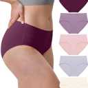 Neione Women's Cotton Underwear No Show Hipster Panties with Seamless Look No Panty Lines (Large, 5-Pack Pastel)