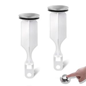 (2-Pack) Bathroom Sink Pop-Up Stoppers - with Brushed Nickel Finish - Fits Most Pop-Up stoppers Design 1-3/8” Cap Outer Diameter, 4-1/2 Overall Height - with 2 Mounting Holes and Gasket Seal