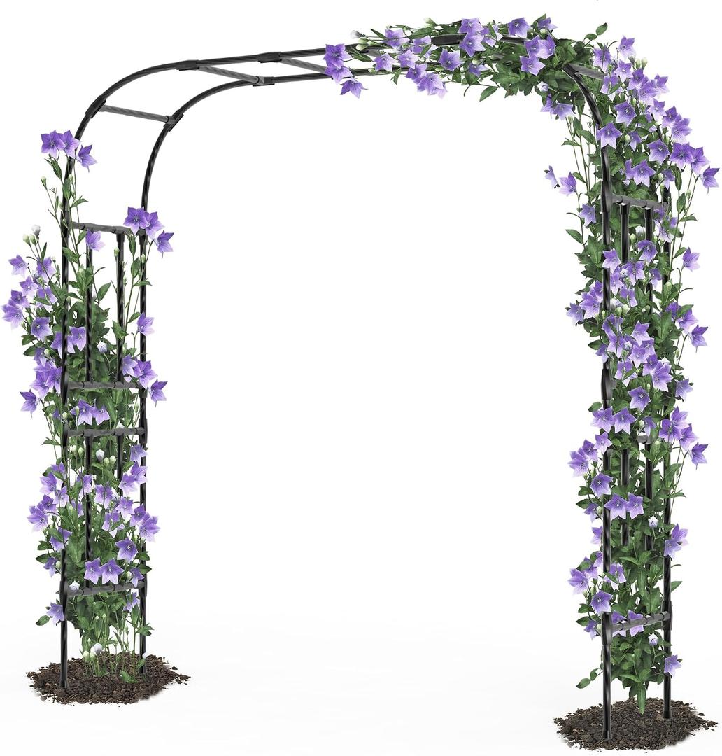 Thickened Metal Garden Arch-98.4"(L)*94.5"(H),Garden Arch Trellis for Climbing Plants Outdoor, Heavy Duty Rust-Proof Iron Arbor Archway for Backyard, Patio, Lawn and Wedding Decorations, 98l*94*16in