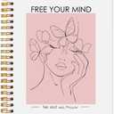 Free Your Mind Inspirational Notebooks, Abstract Boho Woman Line Art Pink Notebook, Mental Health Journal, Inspirational Gifts for Women, Mental Health Gifts, Spiral Notebook 5.5x8.3