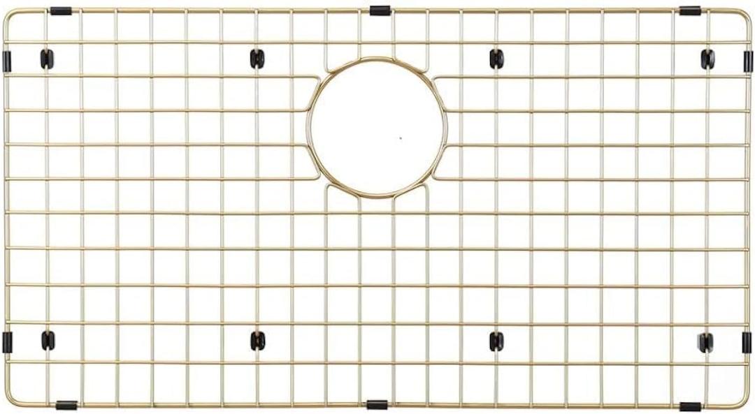 Sinks Protector Matte Gold 304 Stainless Steel Kitchen Sink Bottom Grid, Rack (29 x16)
